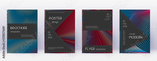 Black brochure design template set. Red abstract l