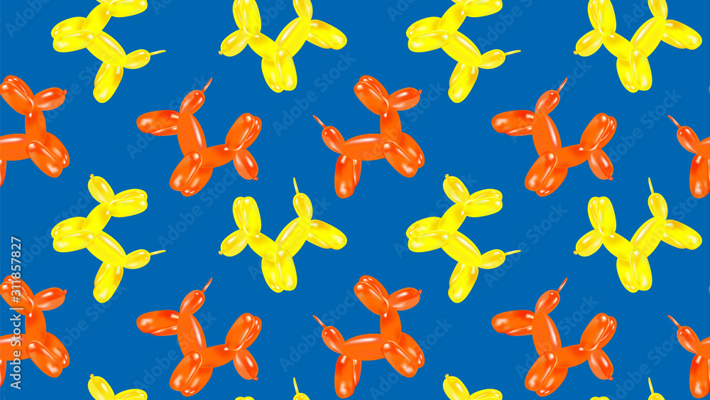 Seamless birthday or holiday pattern with balloon dog