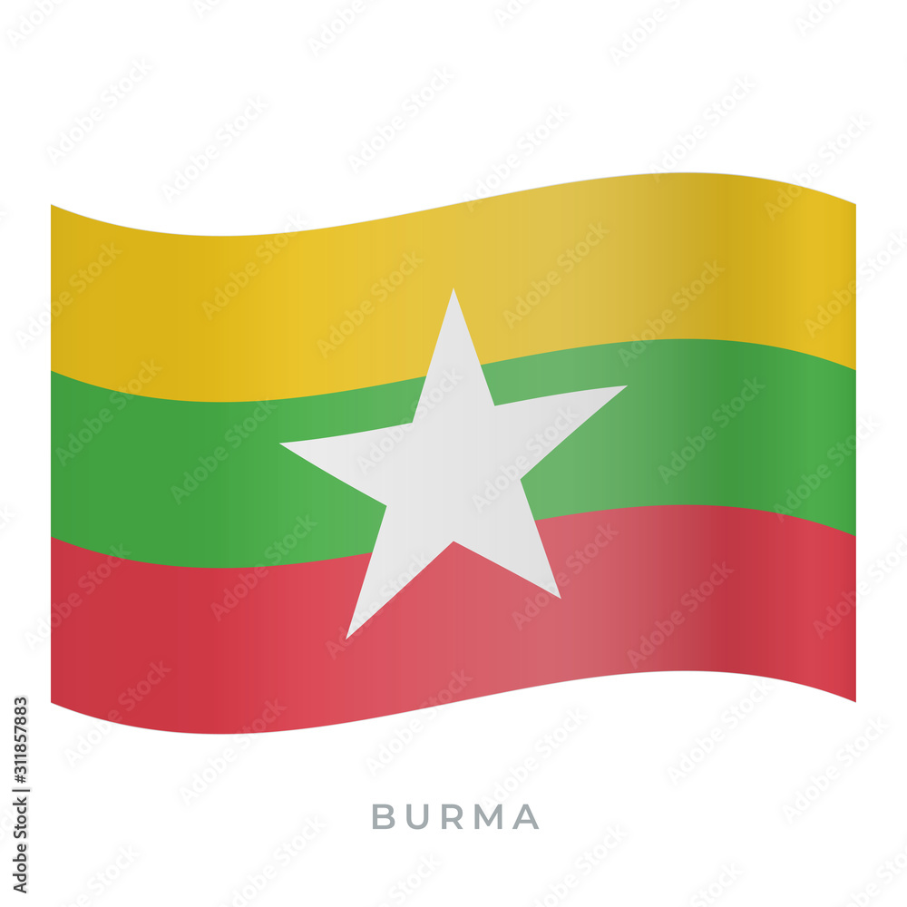 Obraz premium Burma waving flag vector icon. Vector illustration isolated on white.