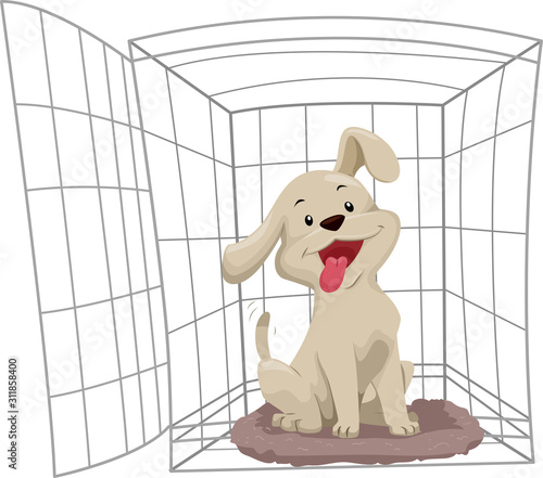 Dog Crate Training Illustration