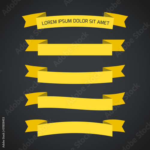 yellow ribbon banner flags set. Retro elements collection