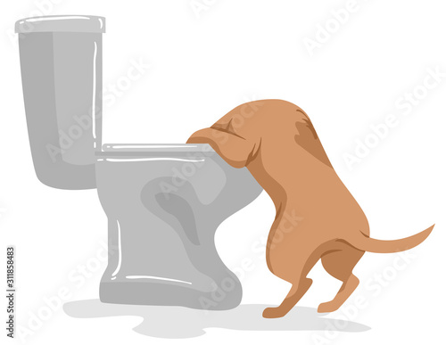 Dog Pet Like Toilet Illustr...