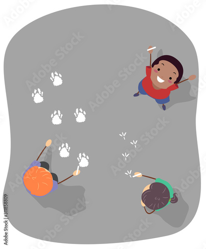 Stickman Kids Draw Foot Pri...