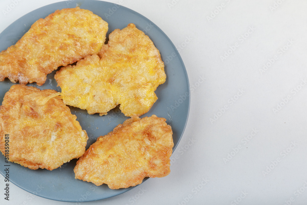 hot fried chicken chop with a golden crust breaded hot fried chicken chop with a golden crust breaded