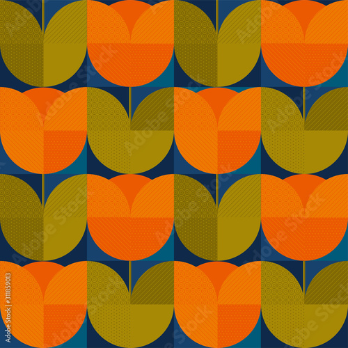 Abstract orange color geometric spring tulip