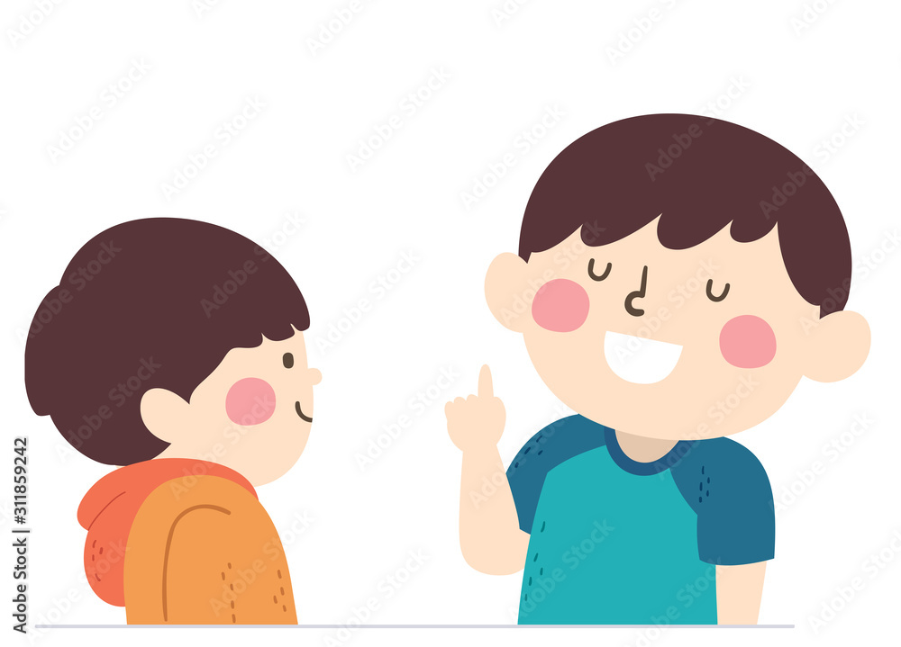 Kids Boys Siblings Give Instruction Illustration Kids Boys Siblings Give Instruction Illustration