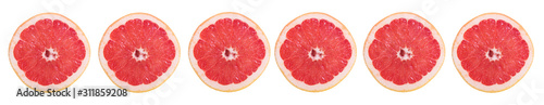 Grapefruit slice on white background