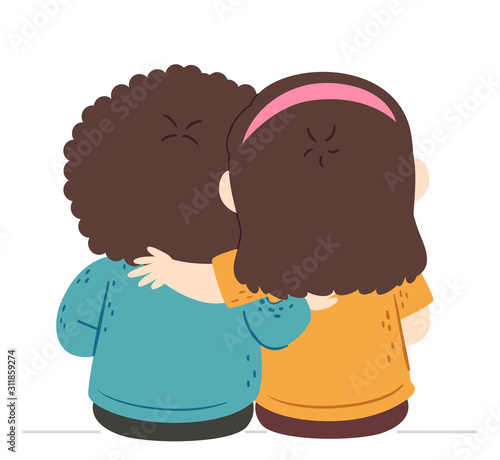 Kids Brother Sister Arm Across Shoulder Back
