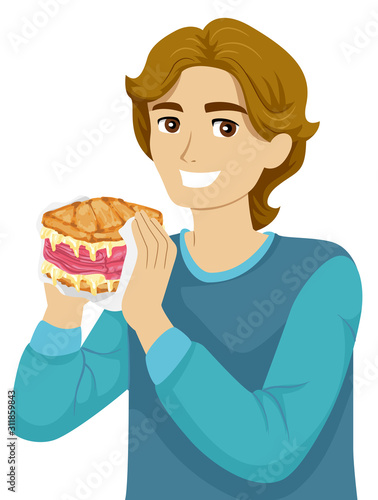 Teen Guy American Food Reub...