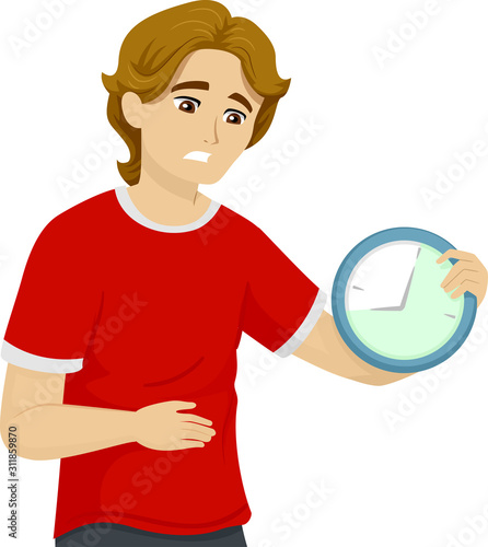 Teen Guy Hungry Intermittent Fasting Illustration