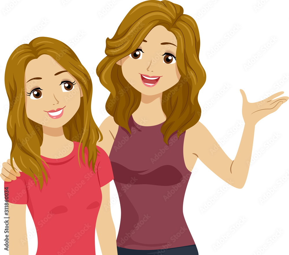 Teens Girls Adolescence Sister Advice Illustration Teens Girls Adolescence Sister Advice Illustration