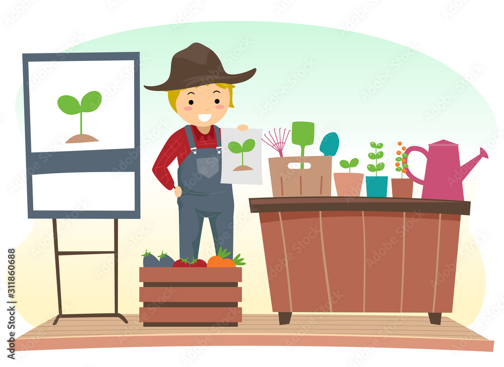 Stickman Man Gardening Speaker Illustration Stickman Man Gardening Speaker Illustration
