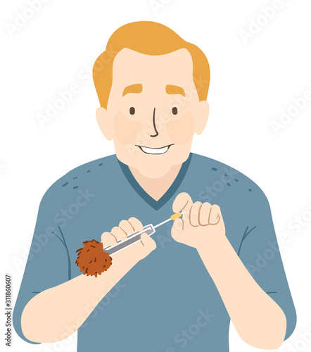 Man Prepare Tranquilizer Dart Illustration