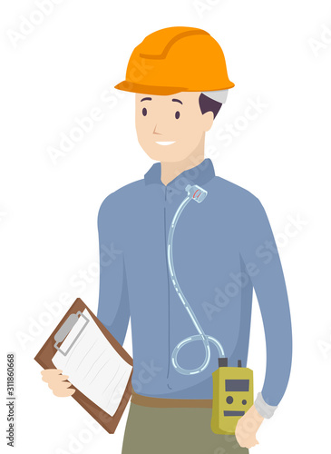 Man Worker Personal Air Sampling Illustration