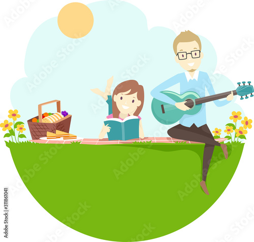Couple Picnic Guitar Read B...