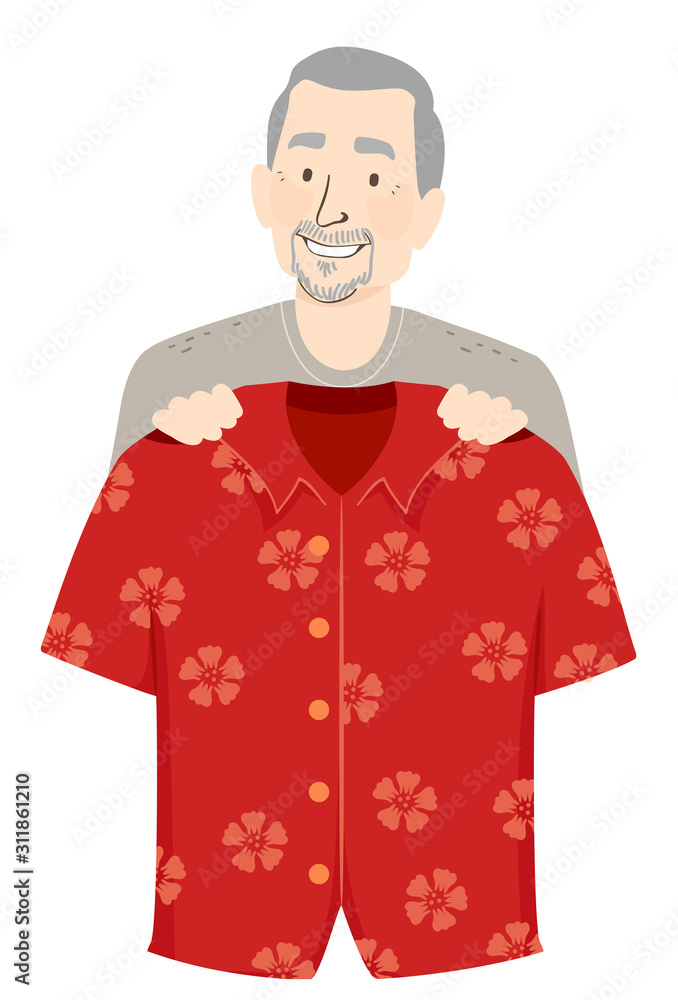 Senior Man Summer Party Outfit Illustration Senior Man Summer Party Outfit Illustration