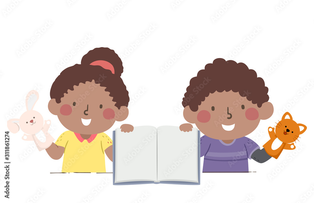 Kids African Storytelling Puppet Illustration Kids African Storytelling Puppet Illustration