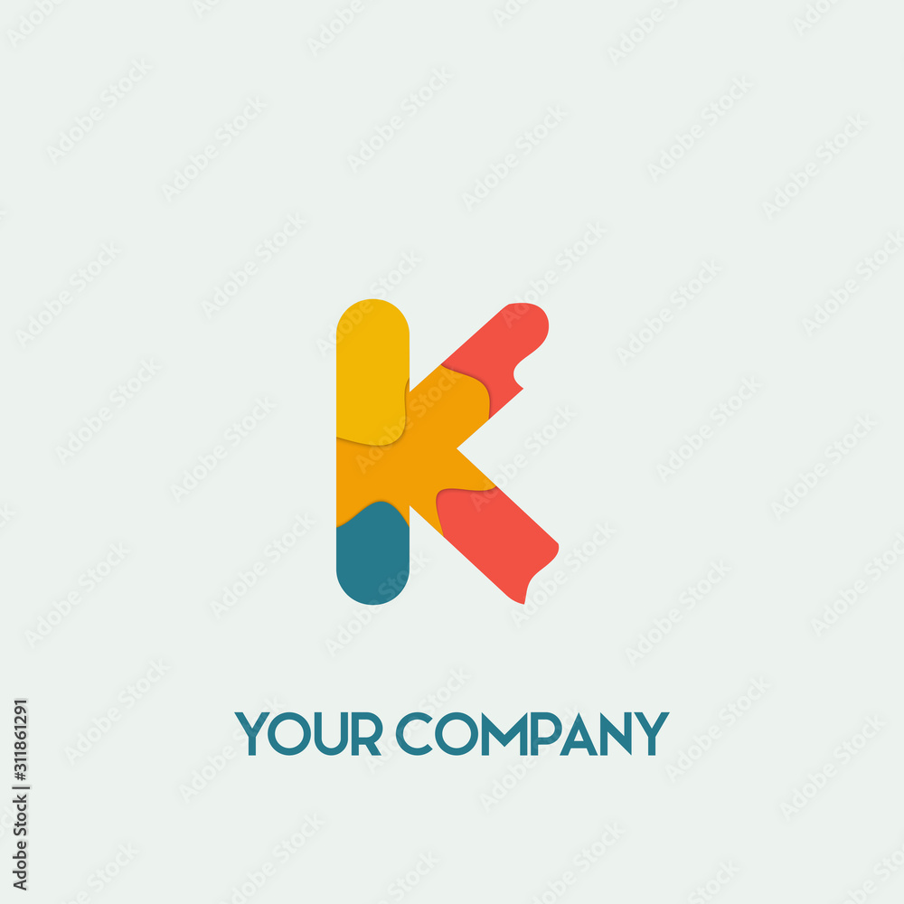 Initial letter K logo vector design template. Initial K minimalist logo template vector Paper cut style. Initial letter K logo vector design template. Initial K minimalist logo template vector Paper cut style.