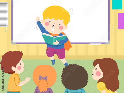 Kids Storytelling Action Super Hero Illustration
