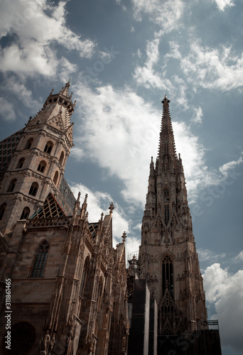 The tower of Stephansdom, the big cathedral in the city center of Viena, Austria