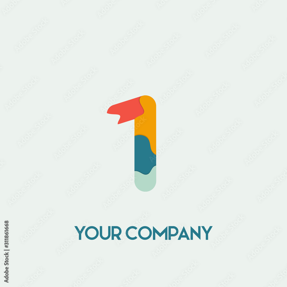Number 1 vector font alphabet, modern dynamic flat Paper cut style design for your unique elements design , logo, corporate identity, application, creative poster Number 1 vector font alphabet, modern dynamic flat Paper cut style design for your unique elements design , logo, corporate identity, application, creative poster
