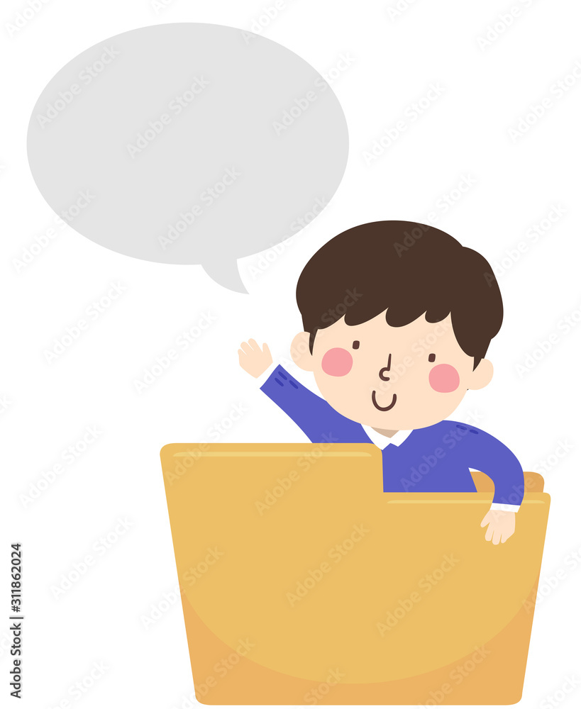 Kid Boy Folder Speech Bubble Illustration Kid Boy Folder Speech Bubble Illustration