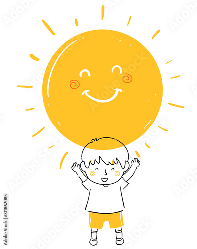 Kid Boy Sunshine Illustration