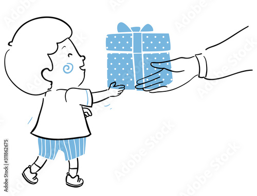 Kid Boy Gift Give Illustration