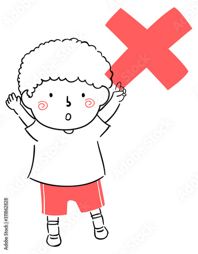 Kid Boy Safety Symbol Illus...