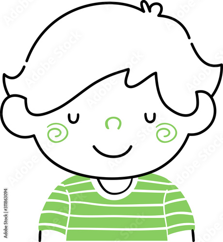 Kid Boy Turned Up Nose Illu...