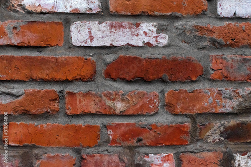 Fragment of an old brick wall. Close-up. Soft focus. Space for lettering or design.