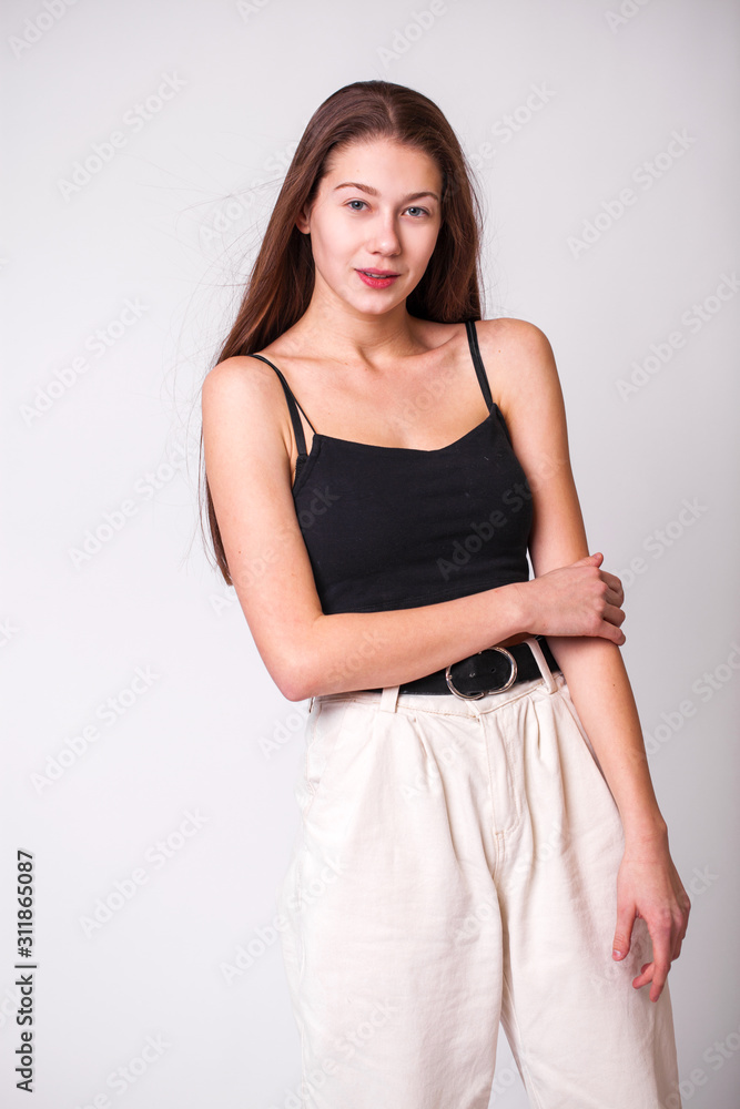 Portrait close up of young beautiful brunette model Portrait close up of young beautiful brunette model