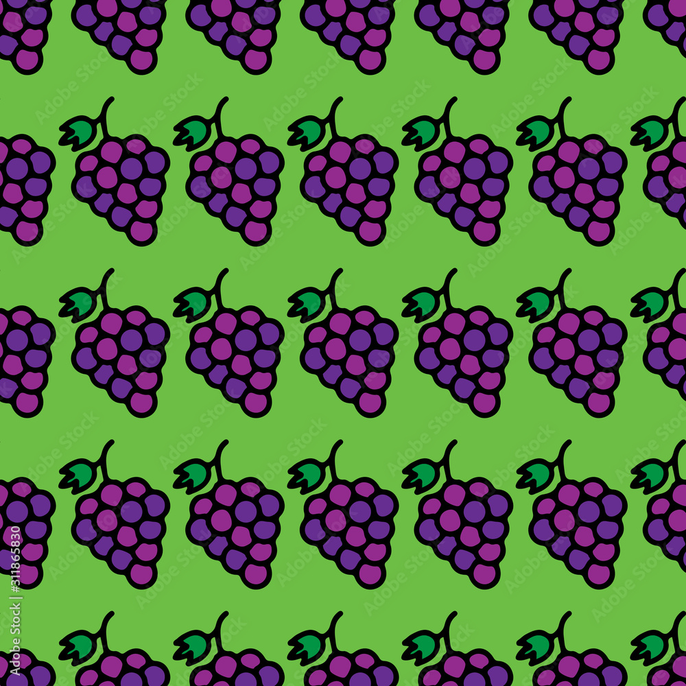 Grapes Seamless Pattern Vector Grapes Seamless Pattern Vector