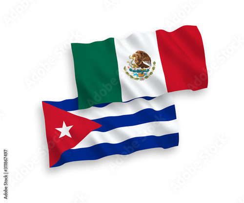 Flags of Mexico and Cuba on a white background