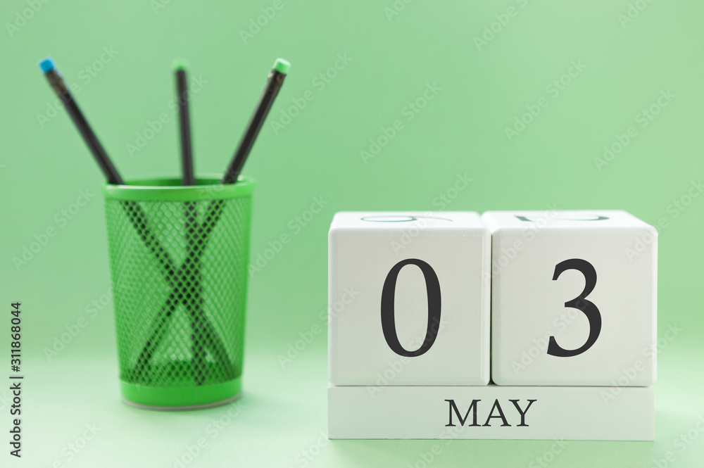 Desk calendar of two cubes for May 3 Desk calendar of two cubes for May 3