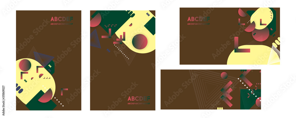 Set of elegant card, background, cover. Geometric frame template bright graphic trendy