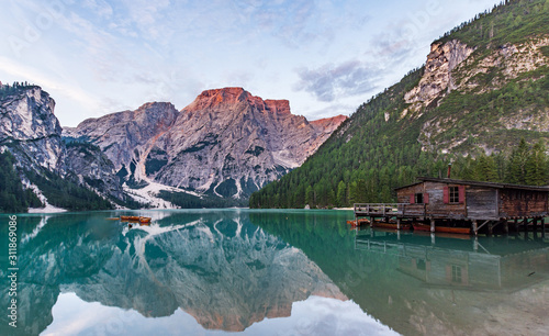 Panorama of Lake Braies with the Dolomites © Brambilla Simone