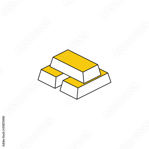 Gold bullion. Vector line, 3d stroke isometric, color web icon, new flat style. Creative illustration design, abstract idea for infographics.