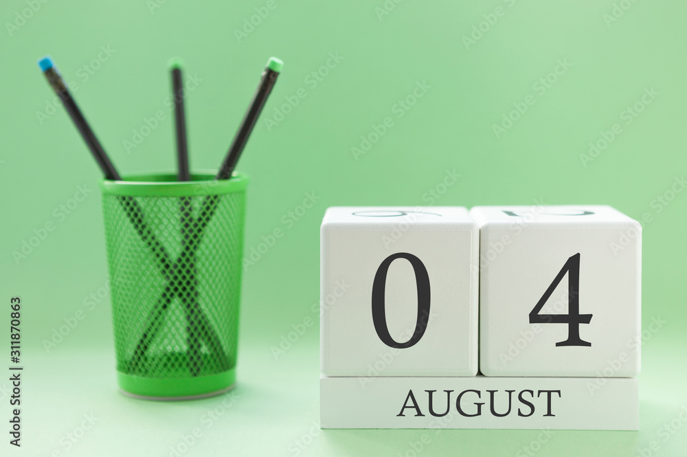 Desk calendar of two cubes for August 4 Desk calendar of two cubes for August 4