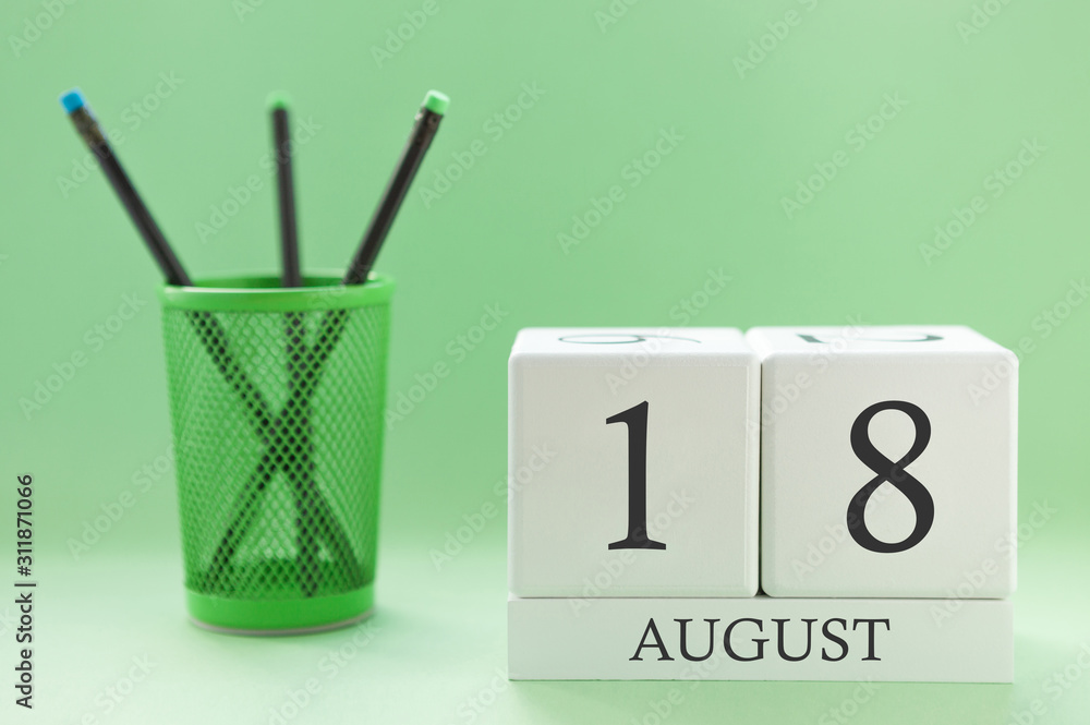Desk calendar of two cubes for August 18 Desk calendar of two cubes for August 18