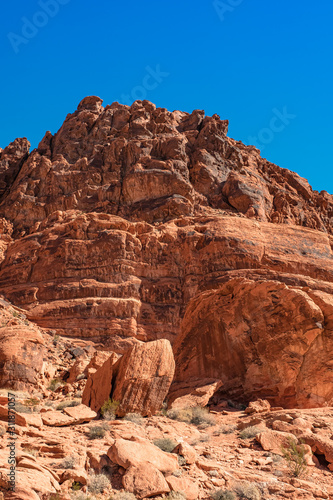 The unique red sandstone rock formations in Valley of Fire State park, Nevada, USA © Andreas Fischer