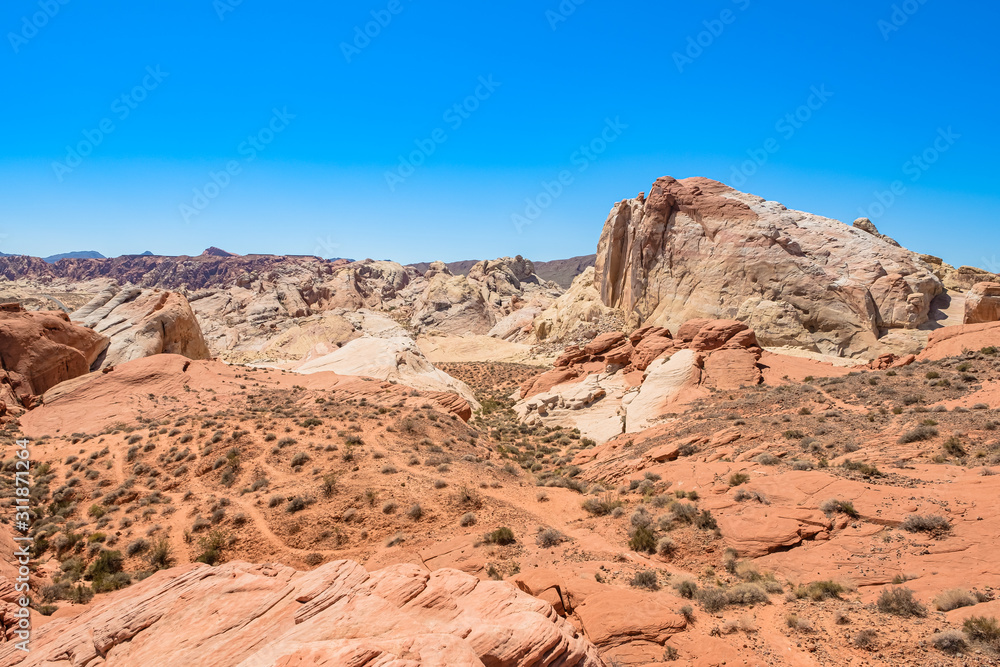 The unique red sandstone rock formations in Valley of Fire State park, Nevada, USA The unique red sandstone rock formations in Valley of Fire State park, Nevada, USA