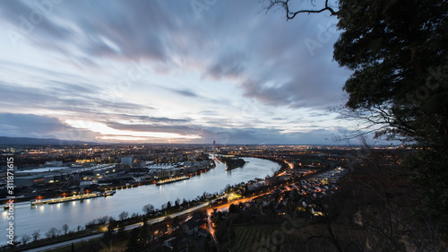 Bild auf Leinwand cityscape of basel in switzerland and the rhine river which is the border between germany and switzerland