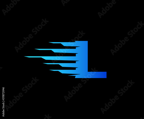 Fast L Letter Digital Data Logo Icon, Fast Hi-tech L Design Concept.
