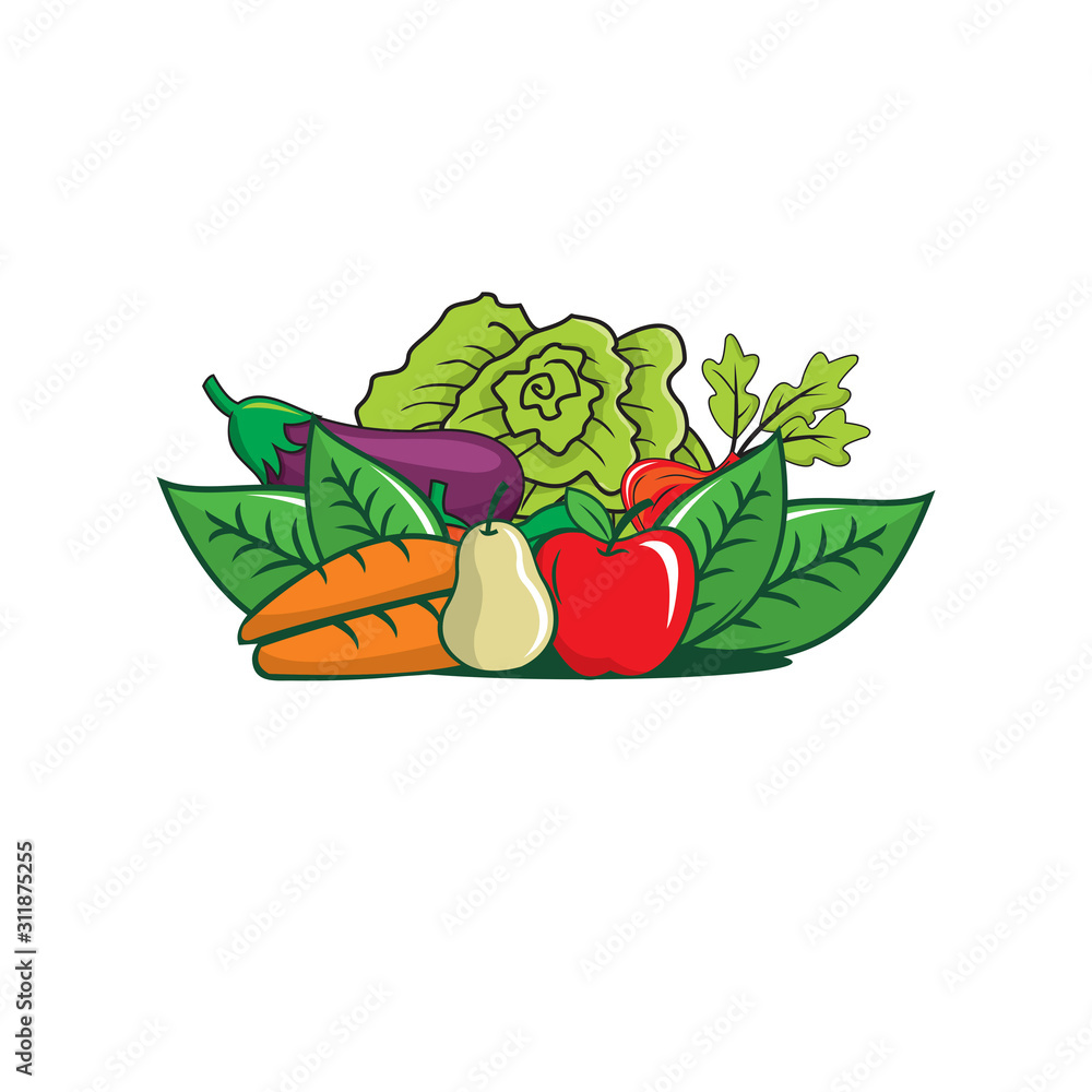 Fruits and vegetables logo Stock Vector | Adobe Stock