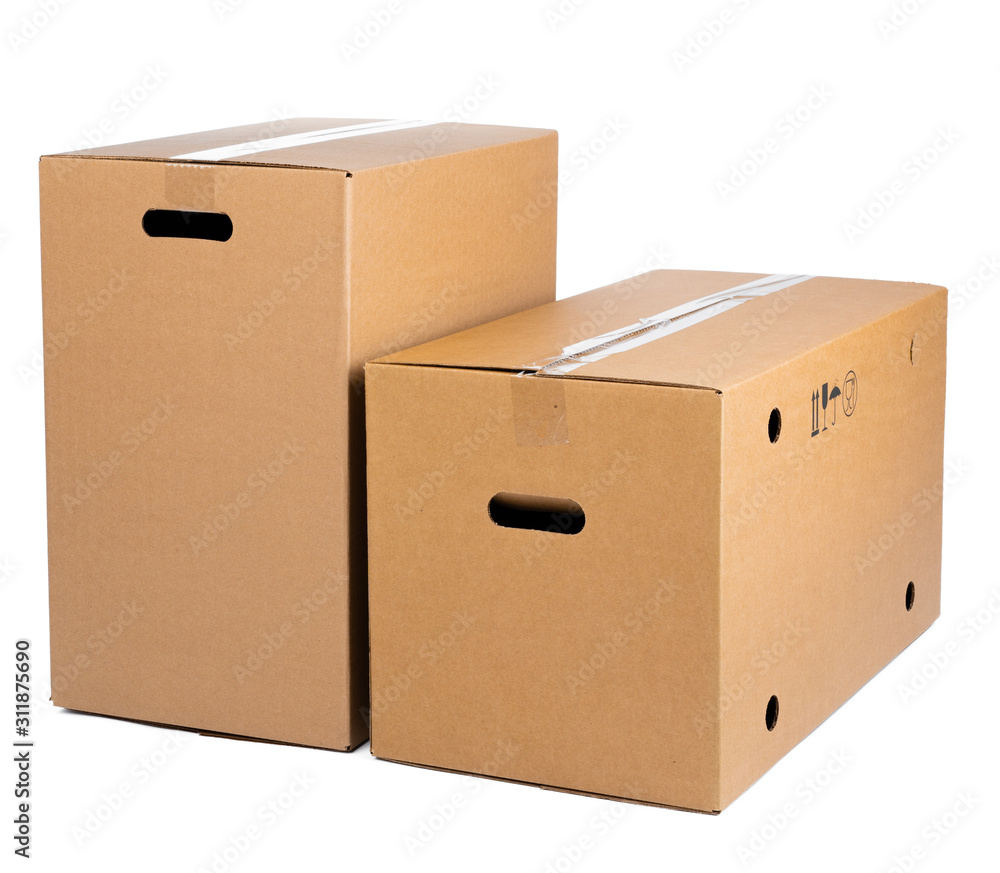 Cardboard brown box isolated on white background Cardboard brown box isolated on white background