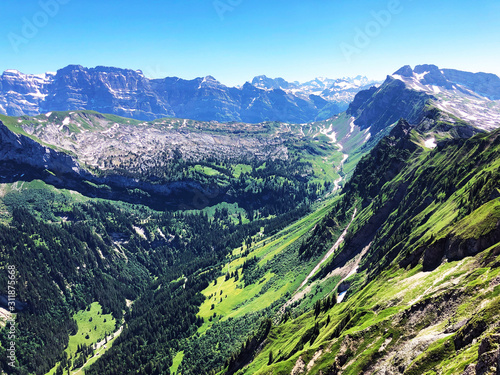 Beautiful alpine valley Oberseetal, Näfels (Nafels or Naefels) - Canton of Glarus, Switzerland photo