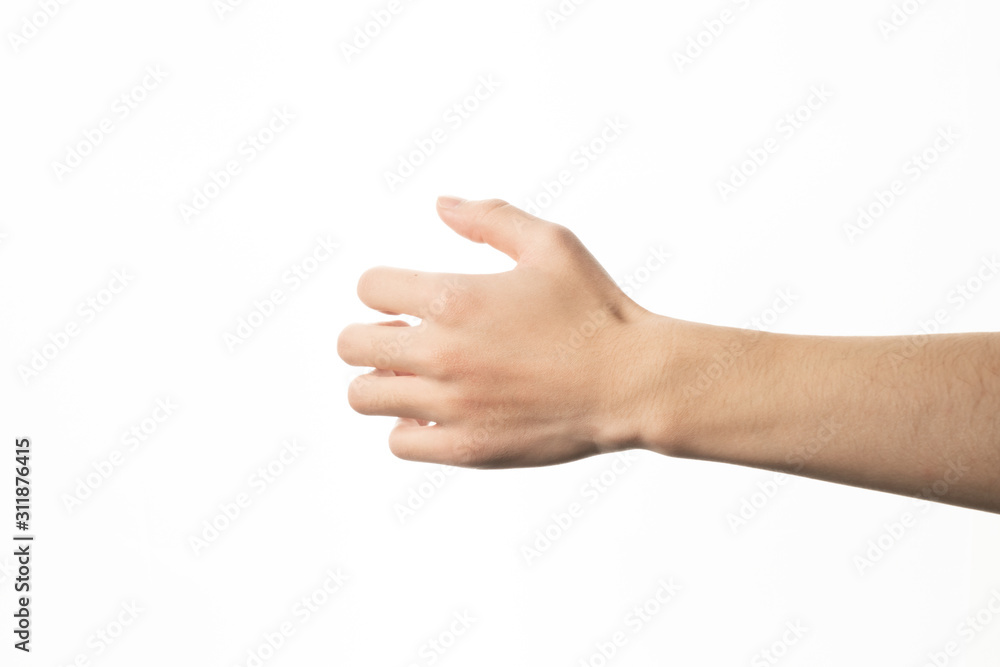 Human hand in picking gesture isolate on white background Human hand in picking gesture isolate on white background