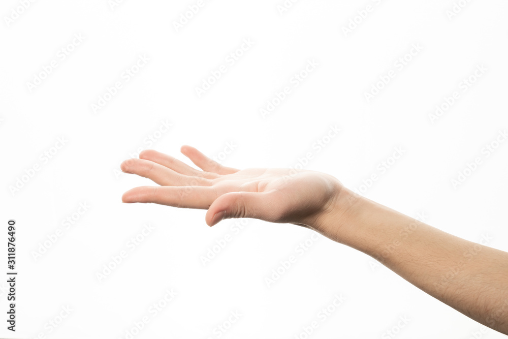 Human hand in opening gesture isolate on white background