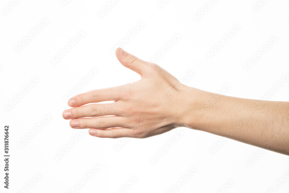 shake hand gesture on white background isolated